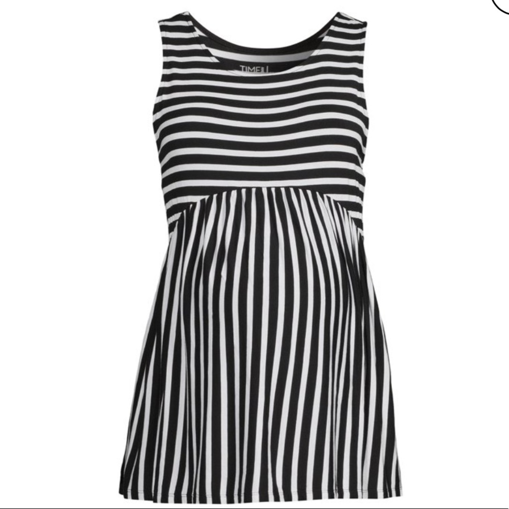 Time And Tru Maternity Black & White Stripe Peplum Top NEW